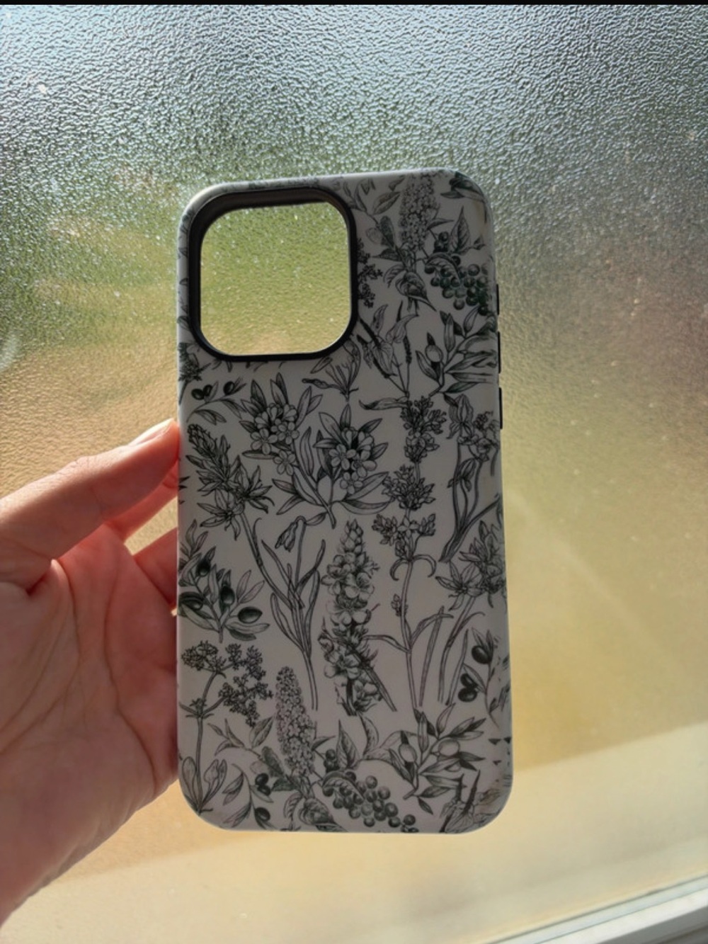 Floral Pattern Protective Phone Case - White/Black